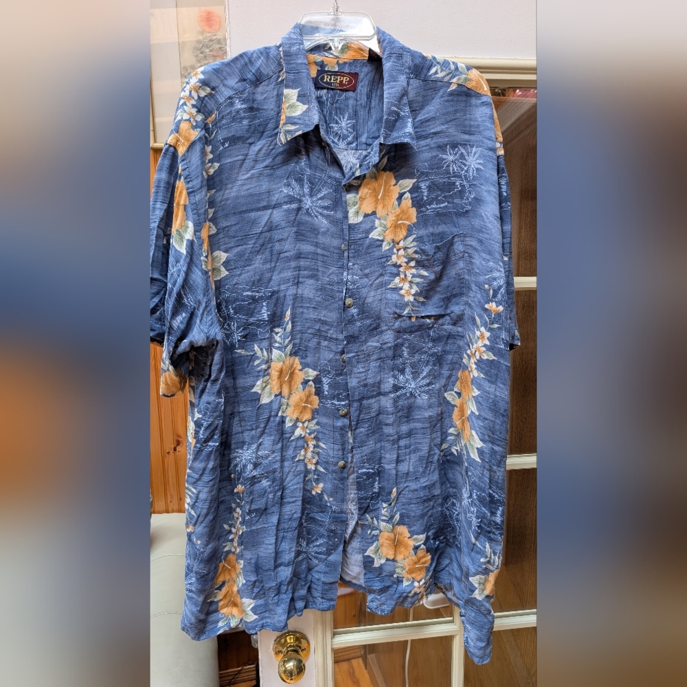 Vibrant Blue and Orange Floral Casual Button Down Shirt